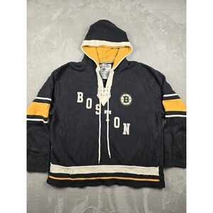 Old Time Hockey Boston Bruins Mens XL Black Lace Up Hoodie Causeway Collection